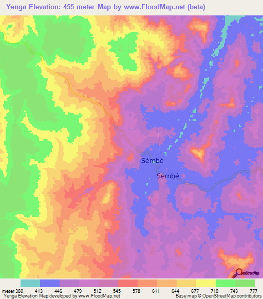 Yenga,Congo (Brazzaville) Elevation Map