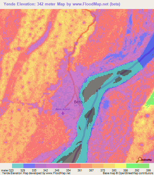 Yende,Congo (Brazzaville) Elevation Map