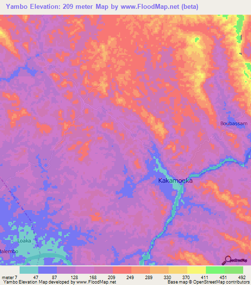 Yambo,Congo (Brazzaville) Elevation Map