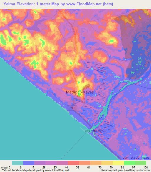 Yelma,Congo (Brazzaville) Elevation Map