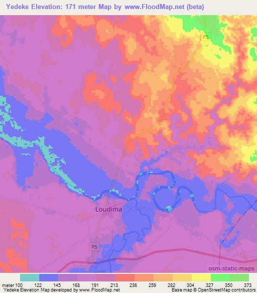 Yedeke,Congo (Brazzaville) Elevation Map
