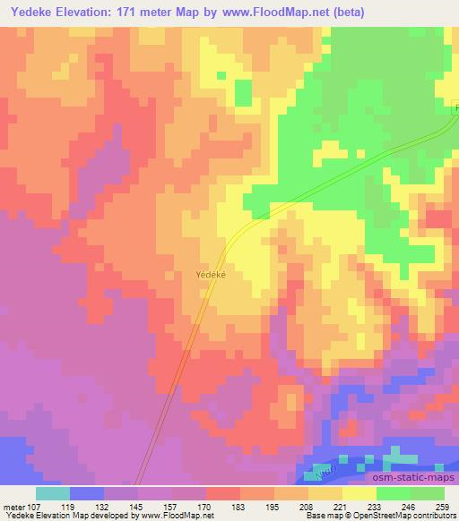 Yedeke,Congo (Brazzaville) Elevation Map