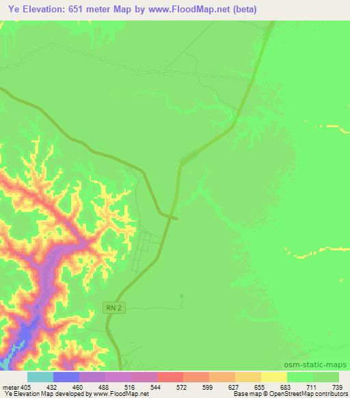 Ye,Congo (Brazzaville) Elevation Map