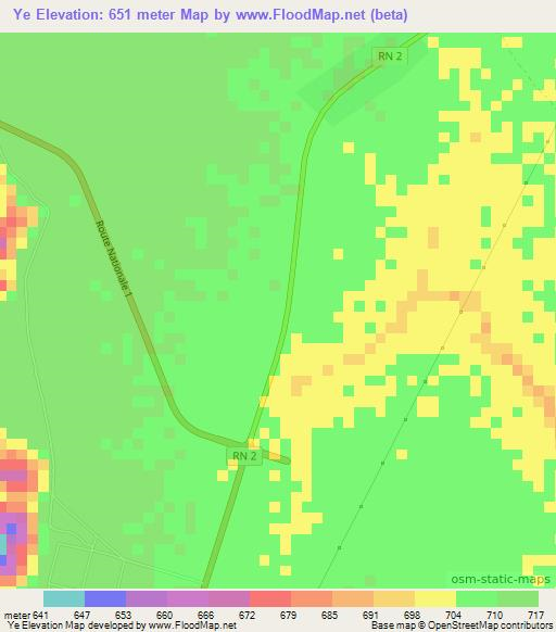 Ye,Congo (Brazzaville) Elevation Map