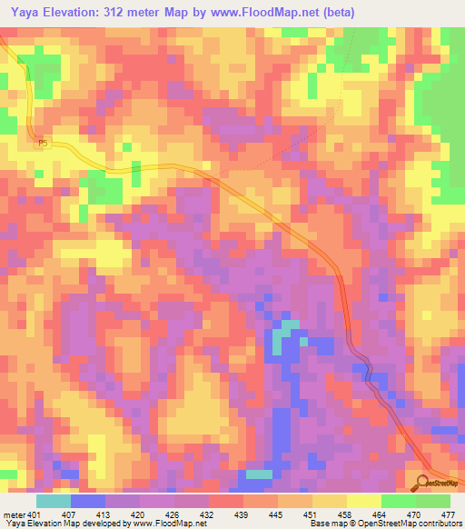 Yaya,Congo (Brazzaville) Elevation Map