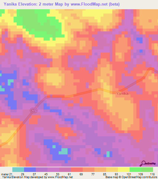 Yanika,Congo (Brazzaville) Elevation Map