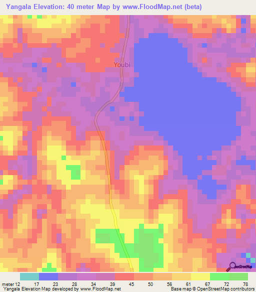 Yangala,Congo (Brazzaville) Elevation Map