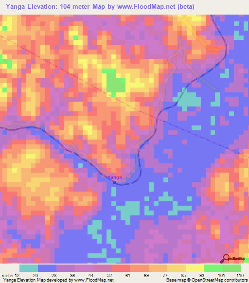 Yanga,Congo (Brazzaville) Elevation Map