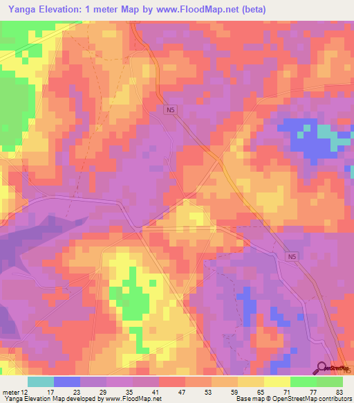 Yanga,Congo (Brazzaville) Elevation Map