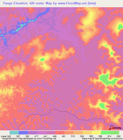 Yanga,Congo (Brazzaville) Elevation Map