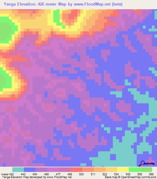 Yanga,Congo (Brazzaville) Elevation Map
