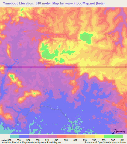 Yanebout,Congo (Brazzaville) Elevation Map