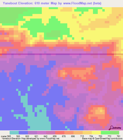 Yanebout,Congo (Brazzaville) Elevation Map
