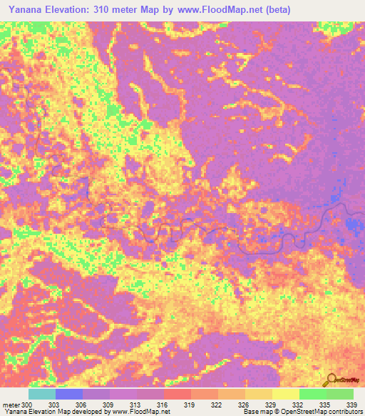 Yanana,Congo (Brazzaville) Elevation Map