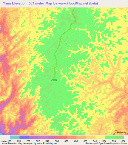 Yana,Congo (Brazzaville) Elevation Map