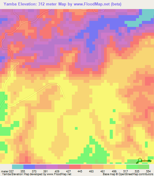 Yamba,Congo (Brazzaville) Elevation Map
