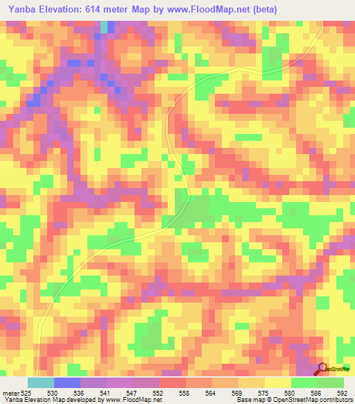 Yanba,Congo (Brazzaville) Elevation Map