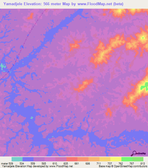 Yamadjele,Congo (Brazzaville) Elevation Map