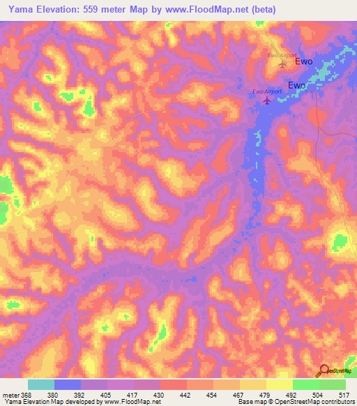 Yama,Congo (Brazzaville) Elevation Map