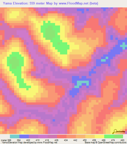 Yama,Congo (Brazzaville) Elevation Map