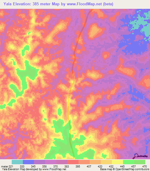 Yala,Congo (Brazzaville) Elevation Map