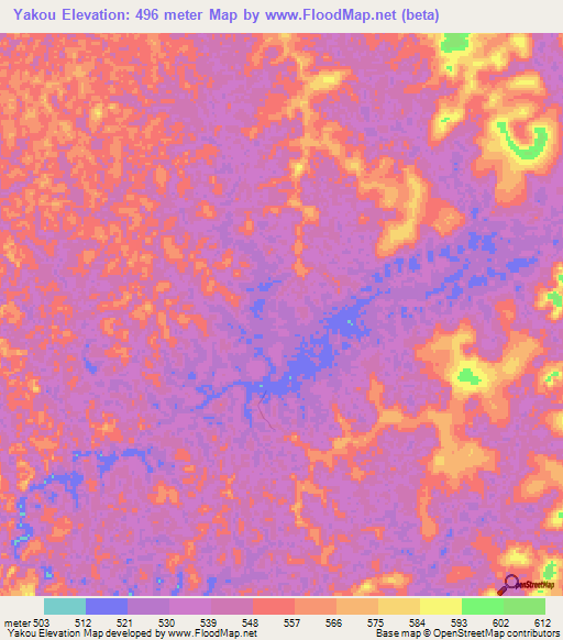 Yakou,Congo (Brazzaville) Elevation Map