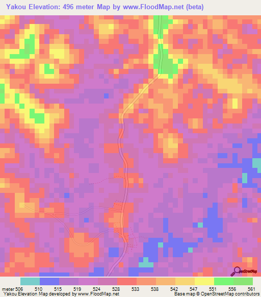 Yakou,Congo (Brazzaville) Elevation Map