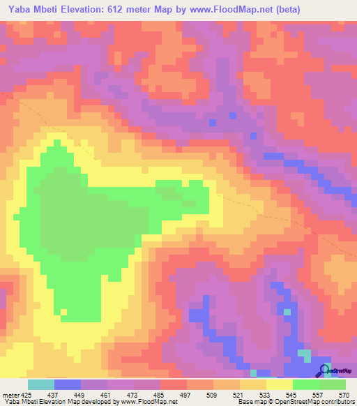 Yaba Mbeti,Congo (Brazzaville) Elevation Map