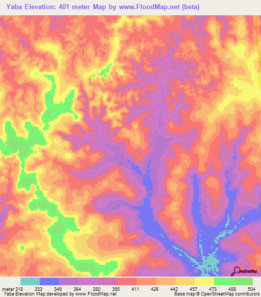 Yaba,Congo (Brazzaville) Elevation Map