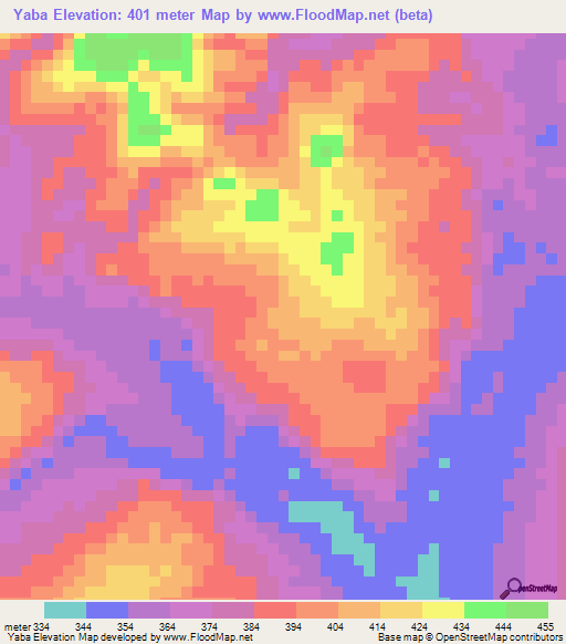 Yaba,Congo (Brazzaville) Elevation Map