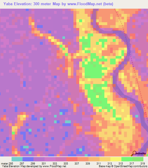 Yaba,Congo (Brazzaville) Elevation Map