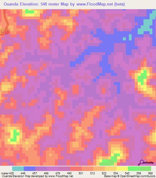 Ouanda,Congo (Brazzaville) Elevation Map