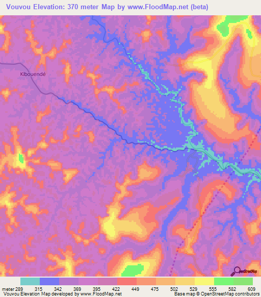 Vouvou,Congo (Brazzaville) Elevation Map
