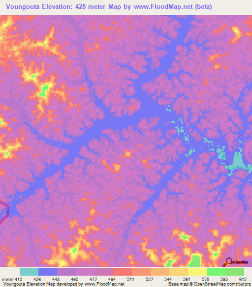 Voungouta,Congo (Brazzaville) Elevation Map