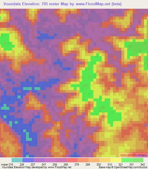 Voundala,Congo (Brazzaville) Elevation Map