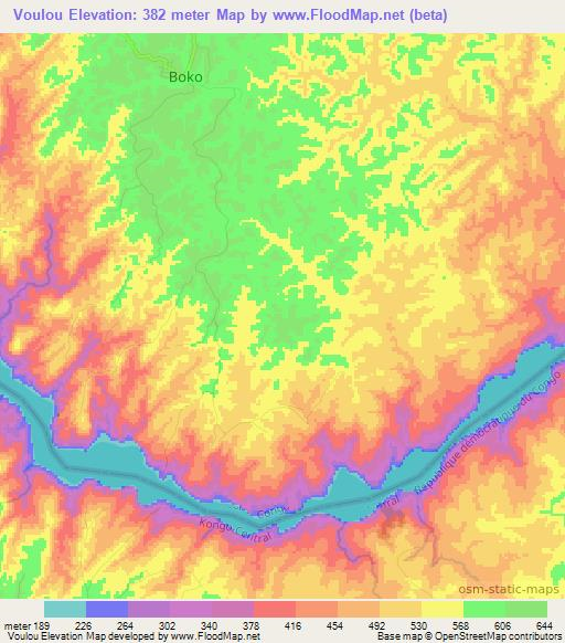 Voulou,Congo (Brazzaville) Elevation Map
