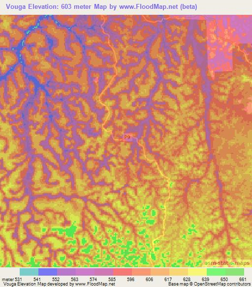 Vouga,Congo (Brazzaville) Elevation Map