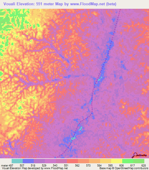 Vouali,Congo (Brazzaville) Elevation Map