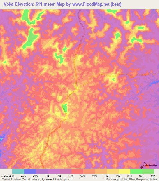 Voka,Congo (Brazzaville) Elevation Map