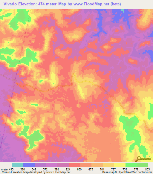 Vivario,Congo (Brazzaville) Elevation Map