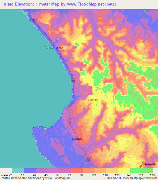 Vista,Congo (Brazzaville) Elevation Map