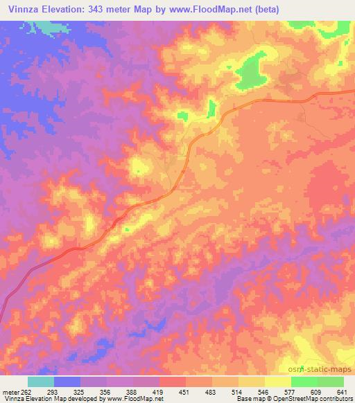 Vinnza,Congo (Brazzaville) Elevation Map