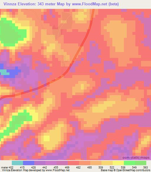 Vinnza,Congo (Brazzaville) Elevation Map