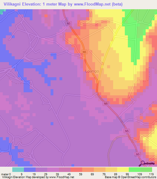 Vilikagni,Congo (Brazzaville) Elevation Map