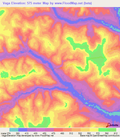 Vaga,Congo (Brazzaville) Elevation Map