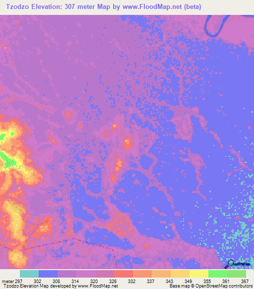 Tzodzo,Congo (Brazzaville) Elevation Map