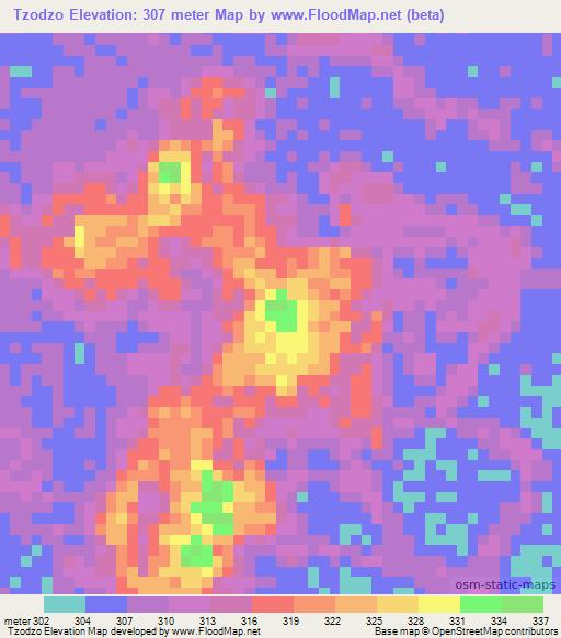 Tzodzo,Congo (Brazzaville) Elevation Map