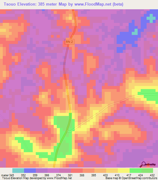 Tsouo,Congo (Brazzaville) Elevation Map