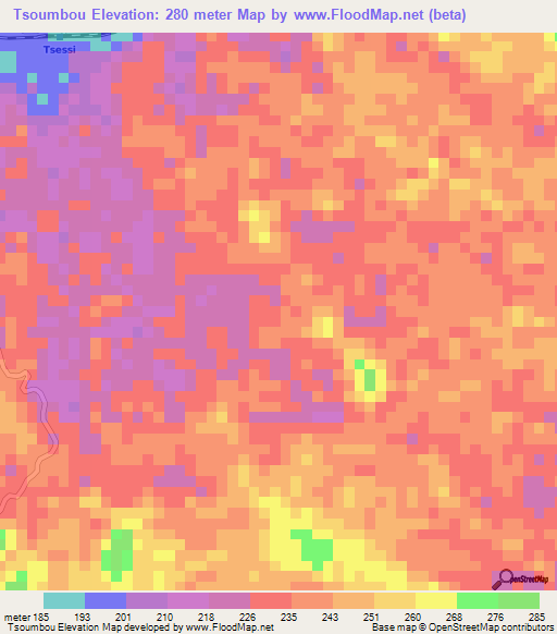 Tsoumbou,Congo (Brazzaville) Elevation Map