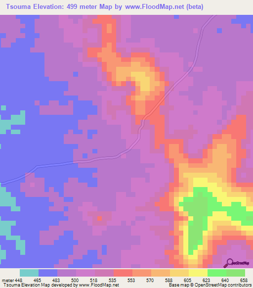 Tsouma,Congo (Brazzaville) Elevation Map